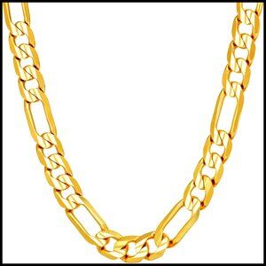 Diamond Cut Figaro Chain Necklace Gold Plated Elegant Minimal Classic